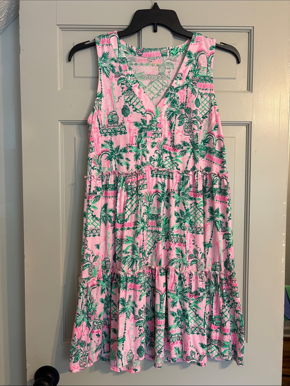 Lilly Pulitzer M Lorina Tiered Dress Mandevilla Baby "Always Worth It" Print